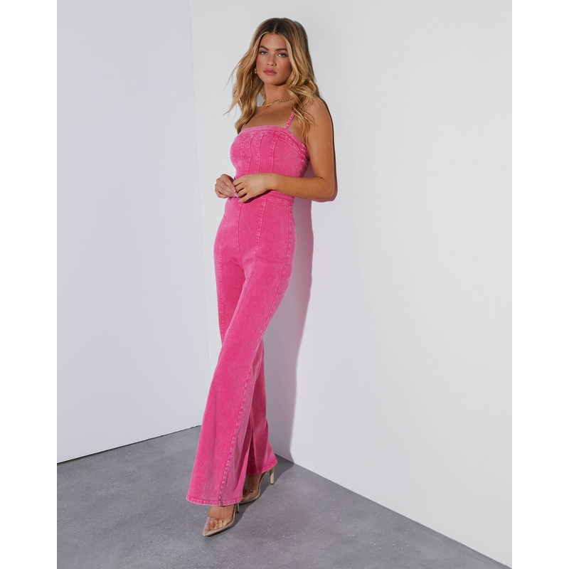 Trendsetter Denim Jumpsuit|Acid Pink|Denim|Coral|Sage|Tangerine|Tomato|XS|S|M|L|XL