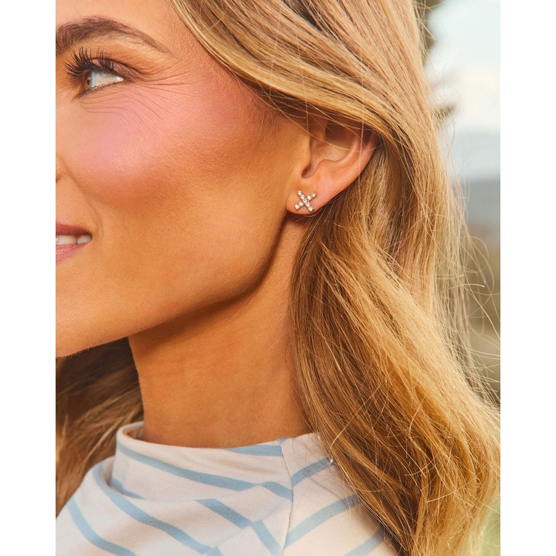 X Micro Pave Studs|Gold|O/S