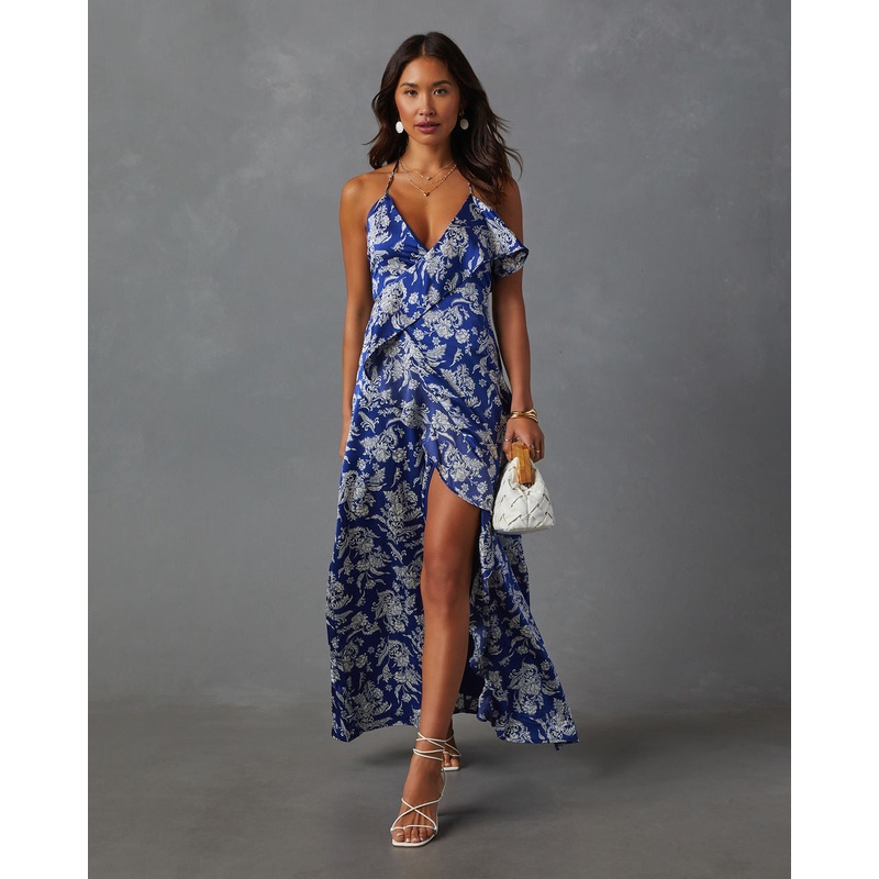 Zelda Printed Ruffle High Low Dress