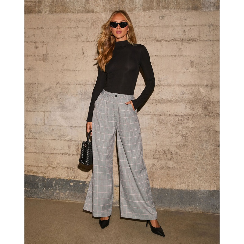 Allister Plaid Wide Leg Trouser Pants