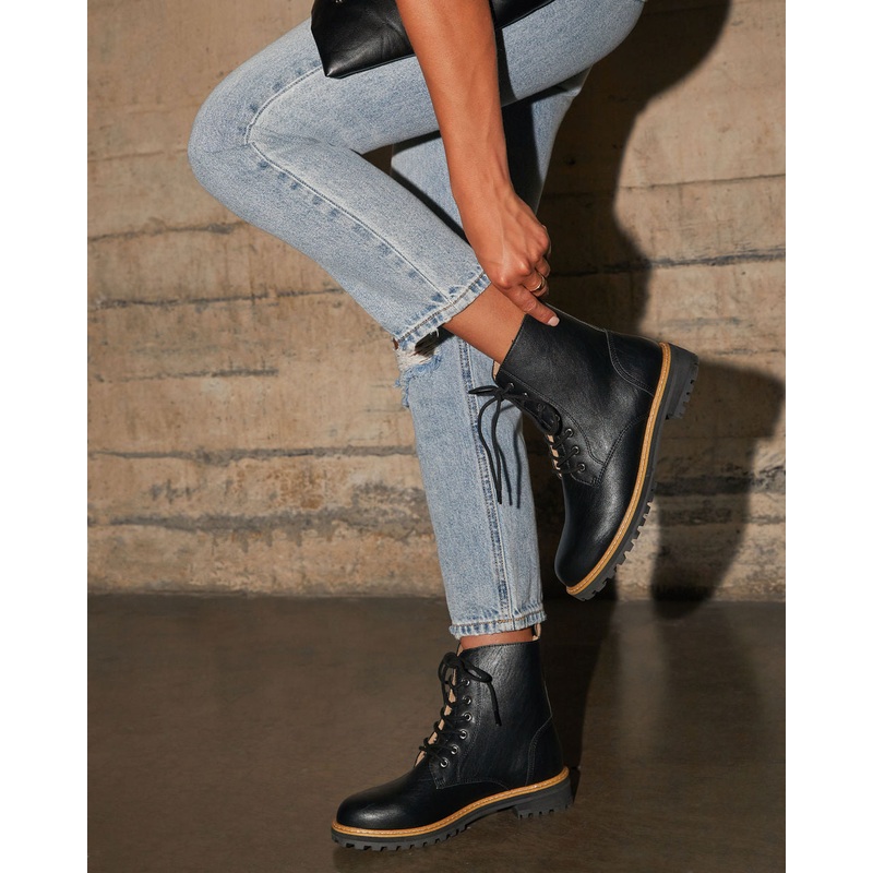 Brycen Faux Leather Lace Up Boot