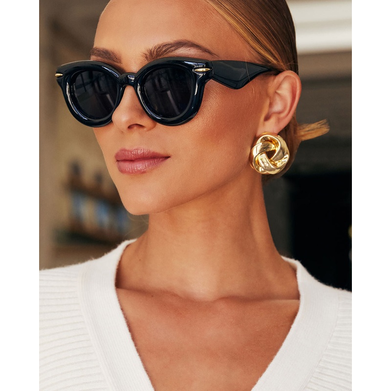 Caroline Round Sunglasses|Black|Ivory|Red|O/S