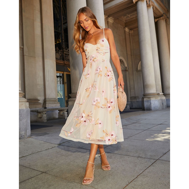 Darling Daisy Embroidered Floral Midi Dress