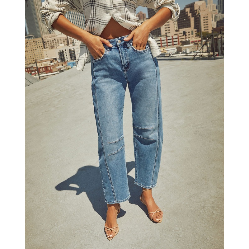 Free Cove Super Stretch High Rise Barrel Jeans