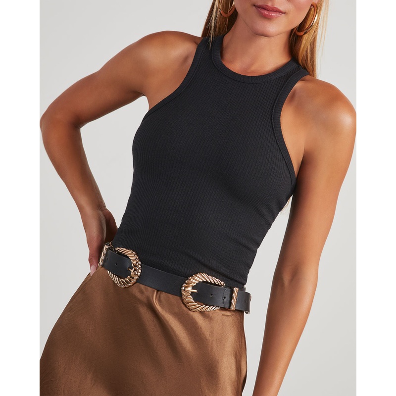 Larisa Textured Double Buckle Belt