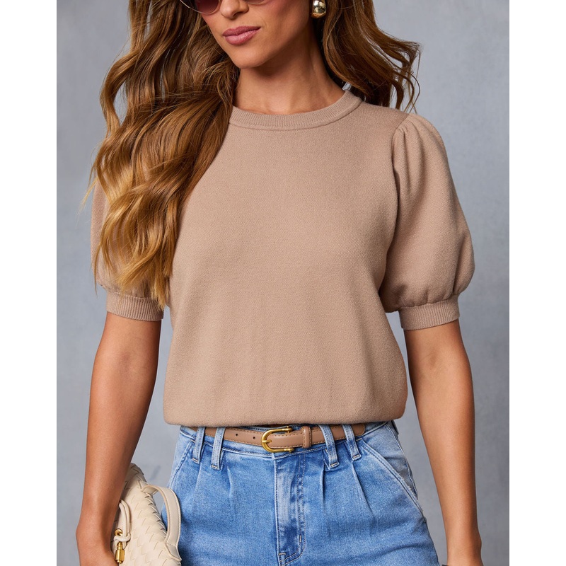 Livia Puff Sleeve Knit Sweater Top