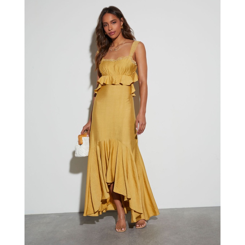 Luminous Sun Maxi Dress|Sunflower|White|XS|S|M|L