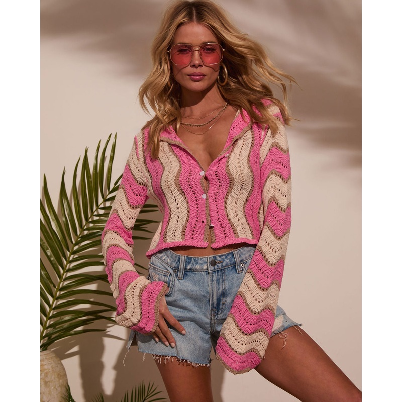 Luxe Leisure Striped Wavy Cardigan