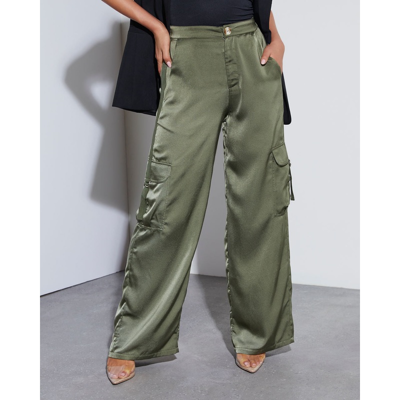 Never Impossible Satin Cargo Pants