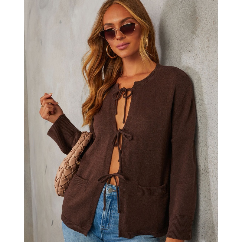 Phoebe Front Tie Cardigan|Brown|XS|S|M|L|XL