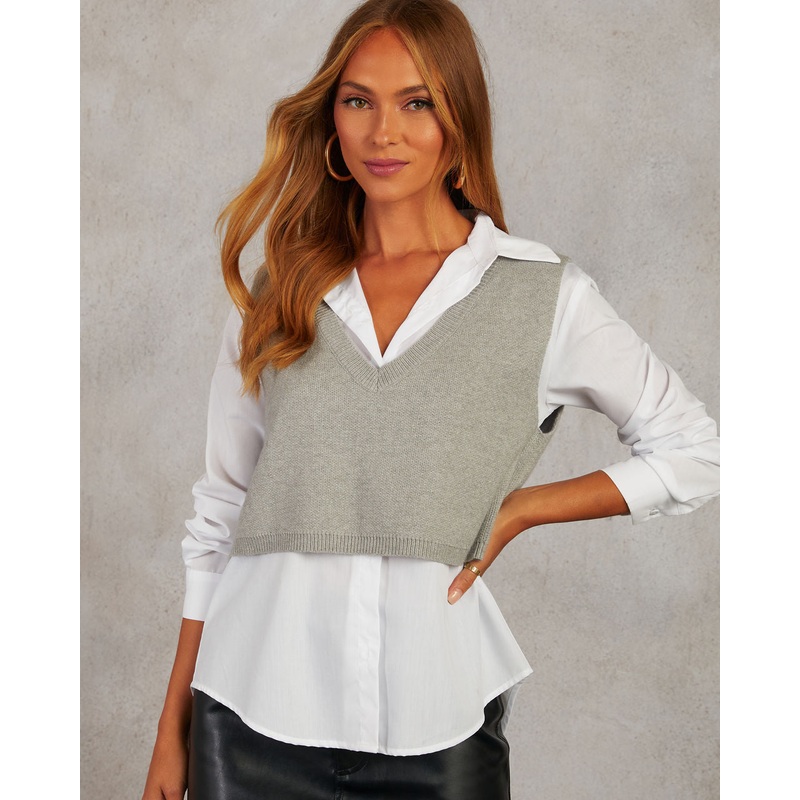 Prep Up Long Sleeve Top With Vest