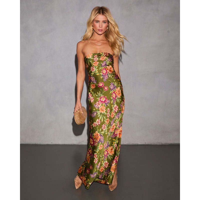 Selina Abstract Strapless Maxi Dress