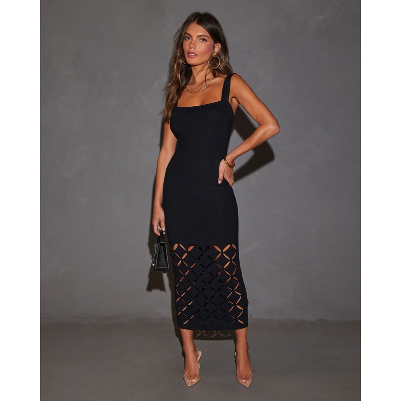 Serenade Me Lasercut Knit Midi Dress