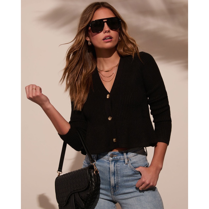 Stewart Peplum Button Front Sweater