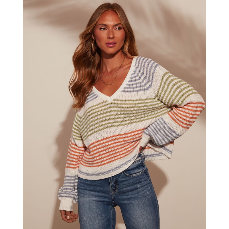 Yara Striped Oversized Pullover Sweater