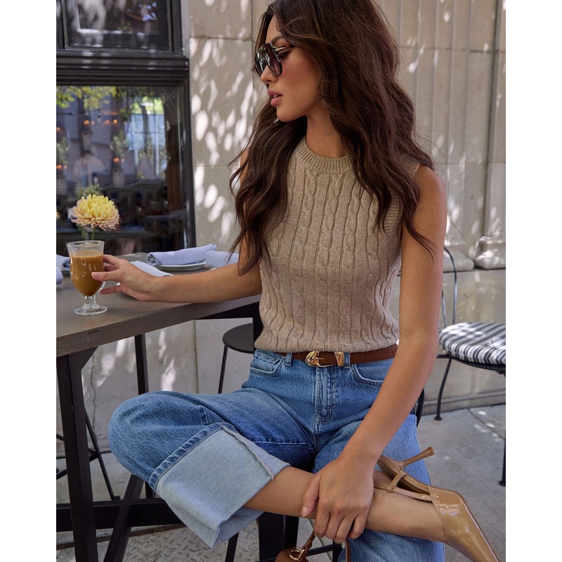 Come Find Me Cable Knit Crew Neck Vest