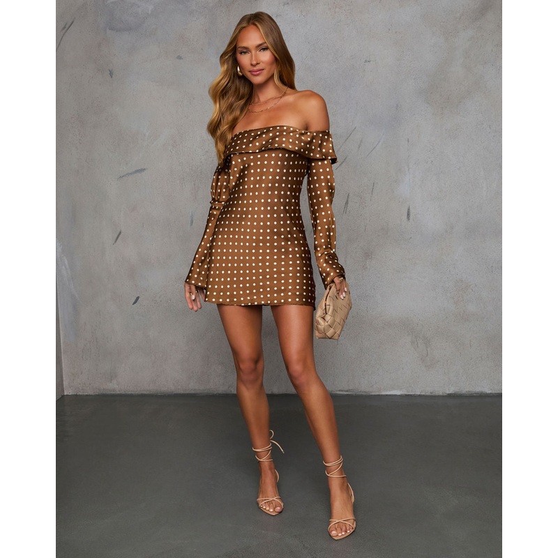 Ditzy Daisy Satin Polka Dot Mini Dress