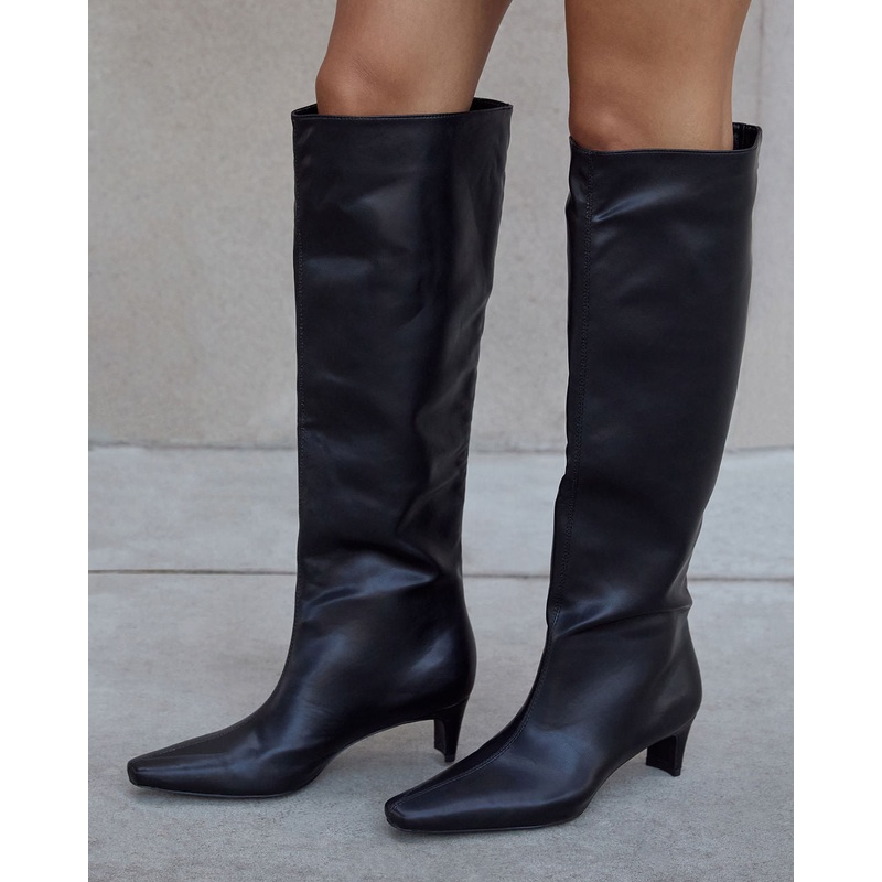 Divya Kitten Heel Knee High Boots