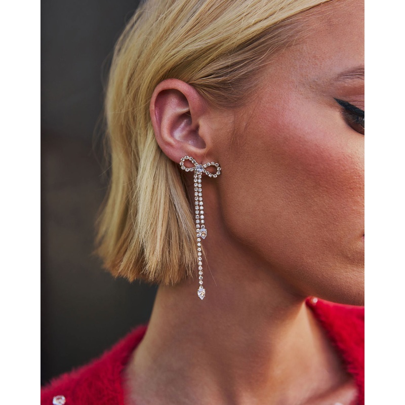 Final Touch Rhinestone Bow Earrings