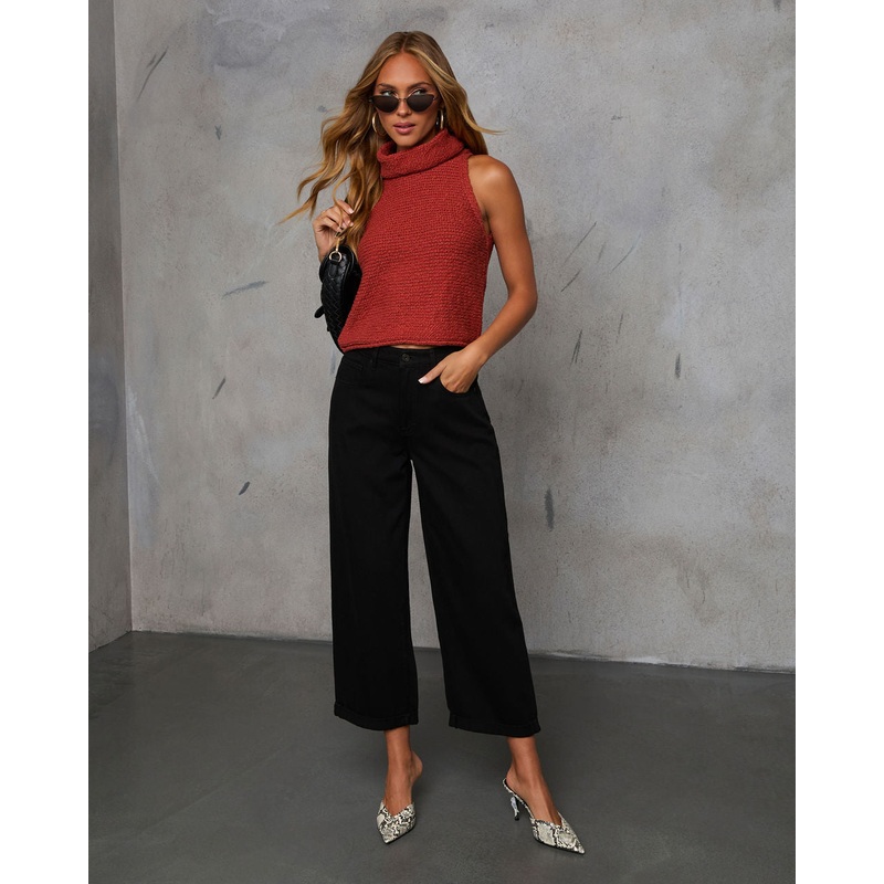 In Full Stretch High Rise Wide Leg Cropped Jeans