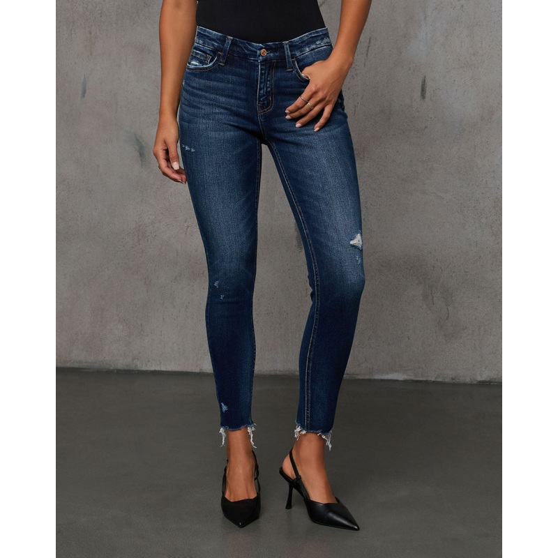 Jaylen Mid Rise Distressed Skinny Jeans