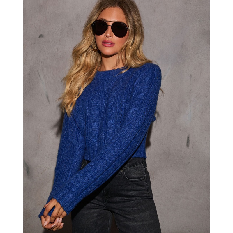 Keep Me Cozy Cable Knit Cropped Sweater