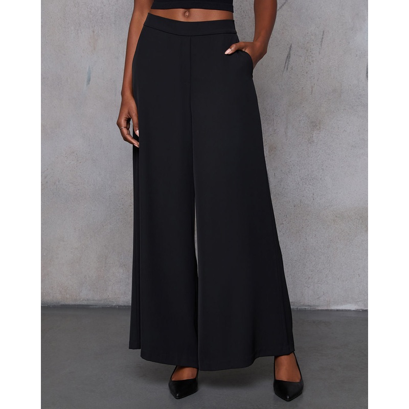 Madi Pocketed Wide Leg Pants|Black|Indigo|XS|S|M|L|XL