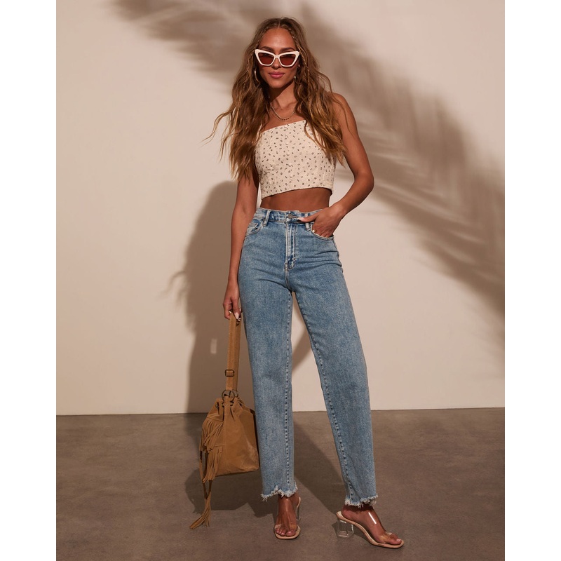 Mandy High Rise Stretch Frayed Relaxed Denim