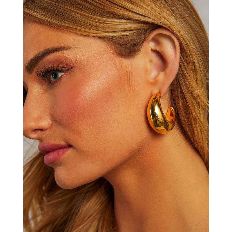 Night Life Crescent Moon Hoop Earrings