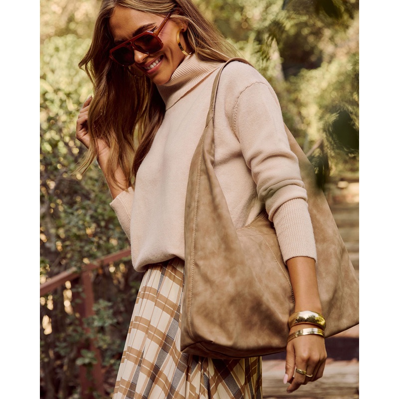 Adler Faux Suede Hobo Bag|Taupe|Chocolate|Natural|O/S