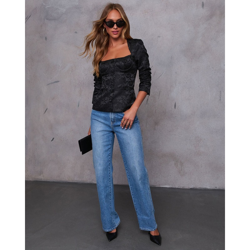 All For You Satin Jacquard Corset Top