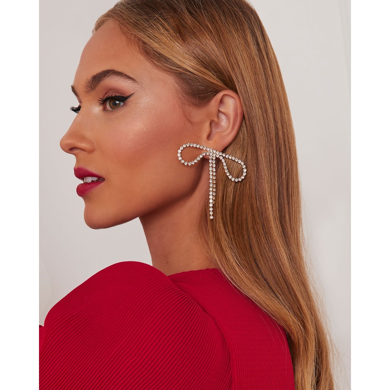 Bristowe Rhinestone Bow Earrings