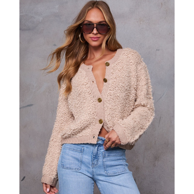 Cafe Couture Shaggy Cardigan|Natural|XS|S|M|L|XL