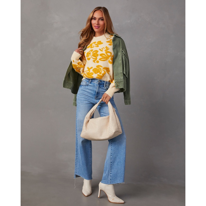 Chilly Days Textured Floral Sweater
