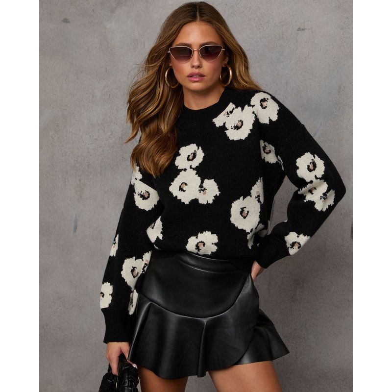 Country Rose Floral Sweater|Black|S|M|L