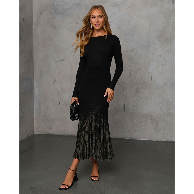 Fade Together Metallic Ombre Sweater Dress