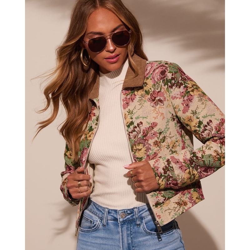 Garden Rose Linen Floral Tapestry Jacket