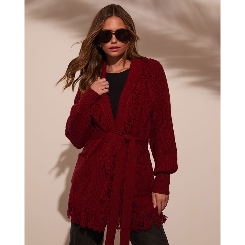 Hideaway With Me Fringe Waist Tie Cardigan
