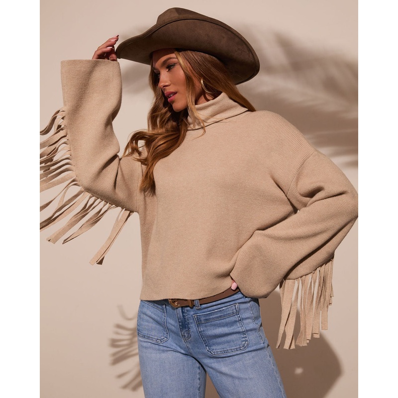 Jelena Fringe Turtleneck Sweater