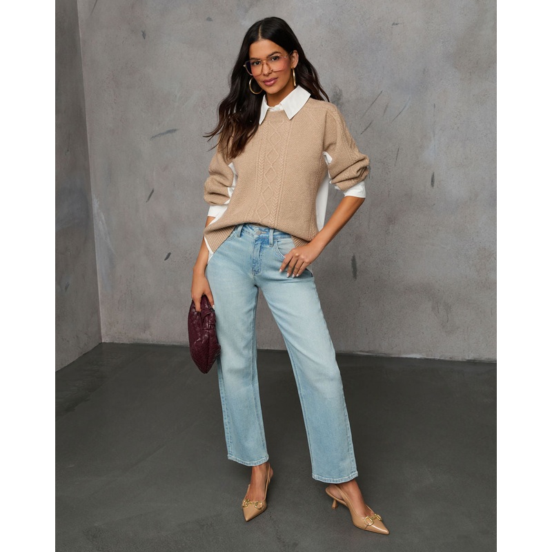 Keeping It Preppy Collared Twofer Layered Sweater