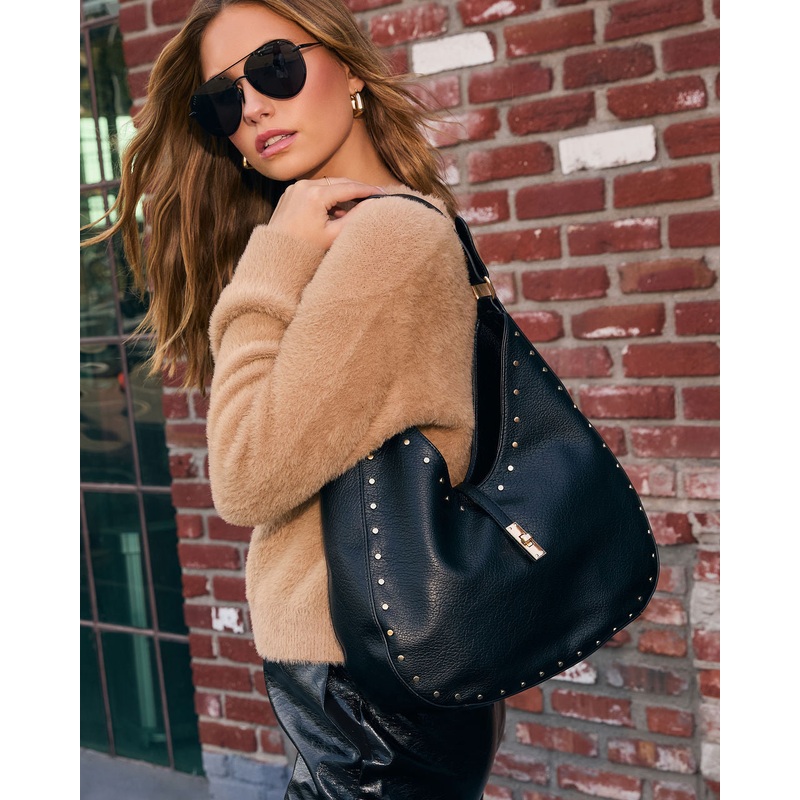 Marleen Studded Tote Bag|Black|Chocolate|Forest|O/S