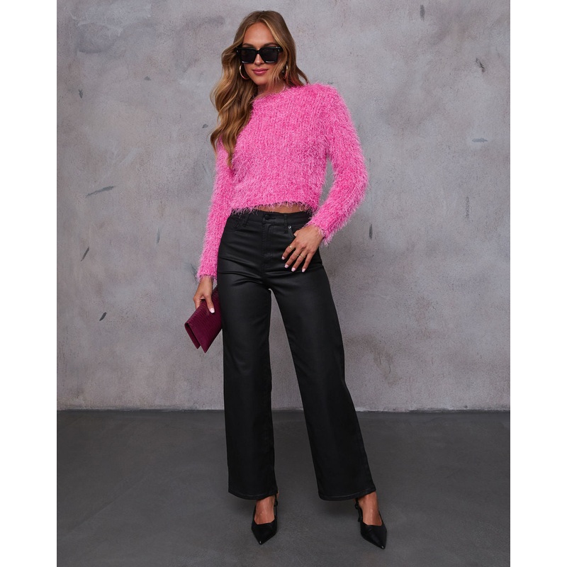 Miley Fuzzy Knit Sweater|Fuchsia|XS|S|M|L|XL