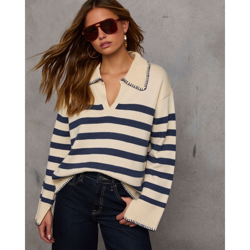 Own It Striped Sweater|Cream/Navy|XS|S|M|L|XL