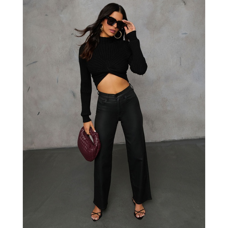 Raelynn Twisted Crop Mockneck Sweater