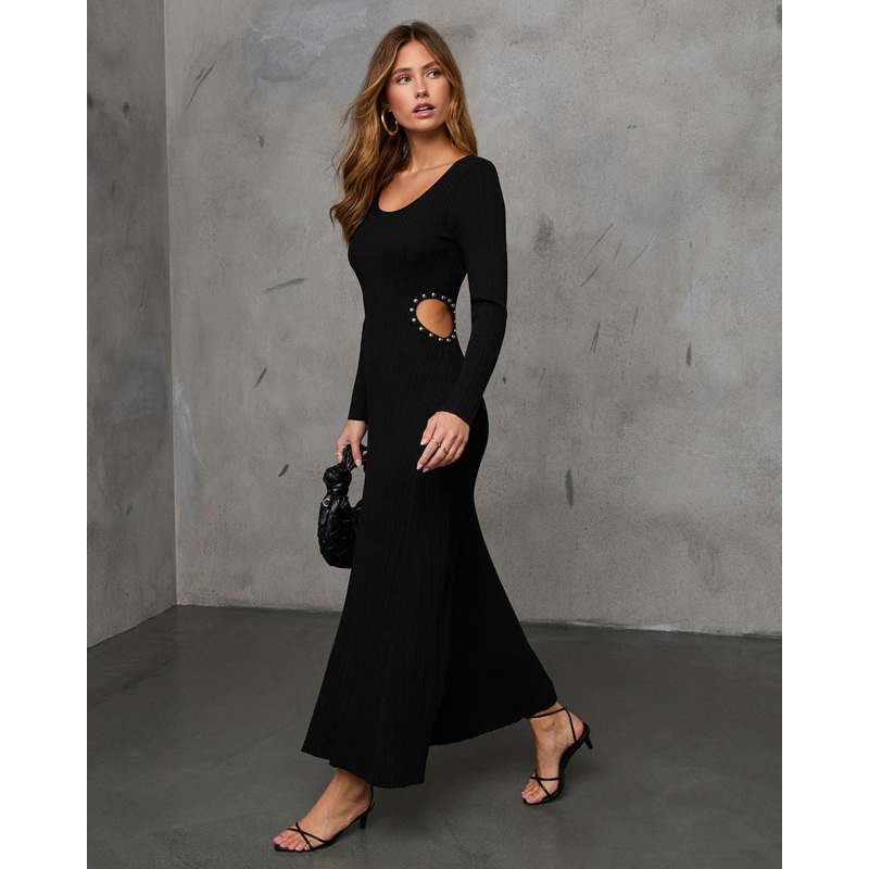 Raena Studded Cut-Out Midi Dress
