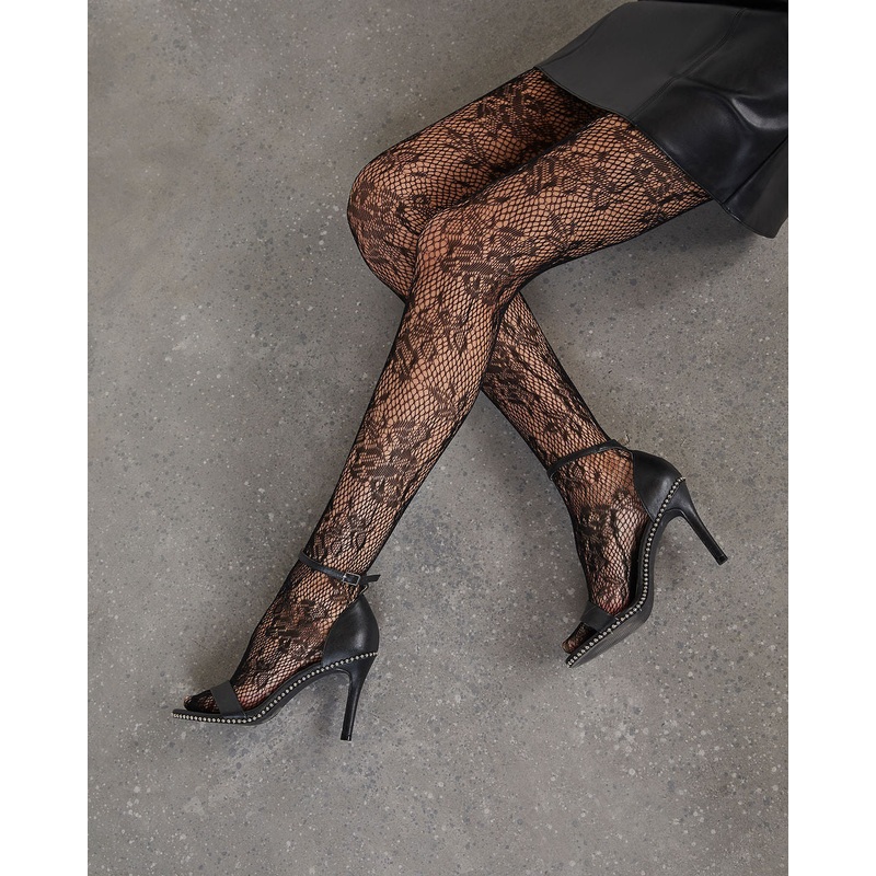 Rose Garden Fishnet Tights|Black|O/S