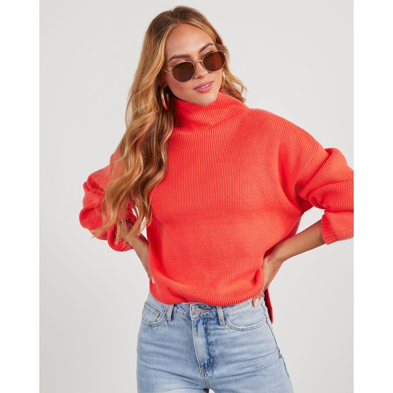 Since Day One Knit Sweater|Coral|Heather Grey|Ivory|Navy|XS|S|M|L|XL