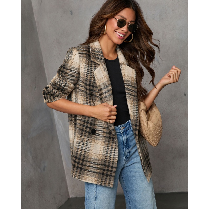Stay Close Plaid Oversized Blazer