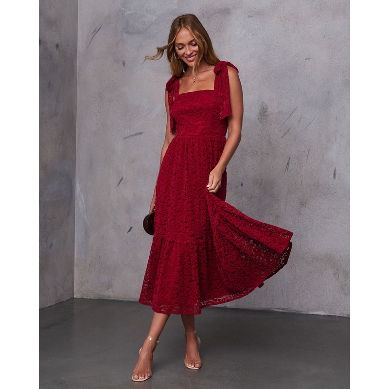 Sway Together Tiered Lace Midi Dress
