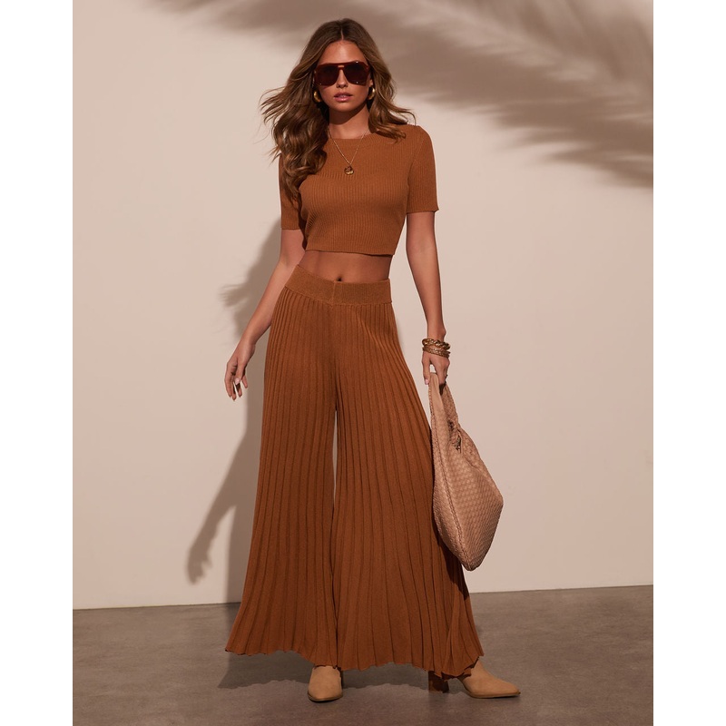 Winslow Wide Leg Pleated Knitwear Pant